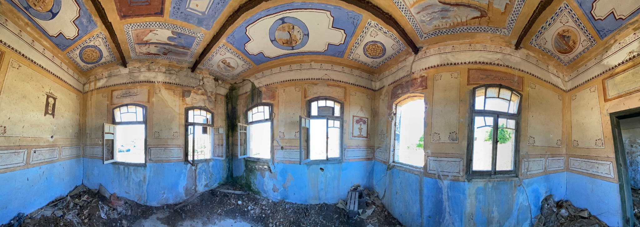 Painted interior of the home of Abdil Majid Abdullah in Dayr al-Qasi